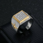 Iced Out Large Square CZ Ring — Stainless Steel