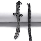 Islam Broadsword Stainless Steel Chain Necklaces Gold Color Long Necklace Pendant Men Jewelry colier homme N437S05