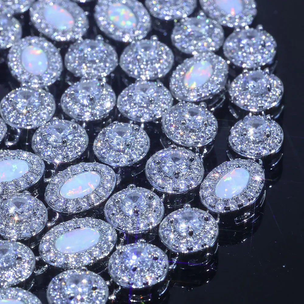 Tennis Chain Necklace Stainless Steel Opal Diamond