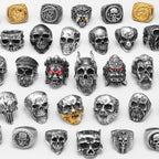 Vintage Punk Gothic All Skull Head Series Stainless Steel Womens Mens Rings Unique for Biker Jewelry Creativity Gift