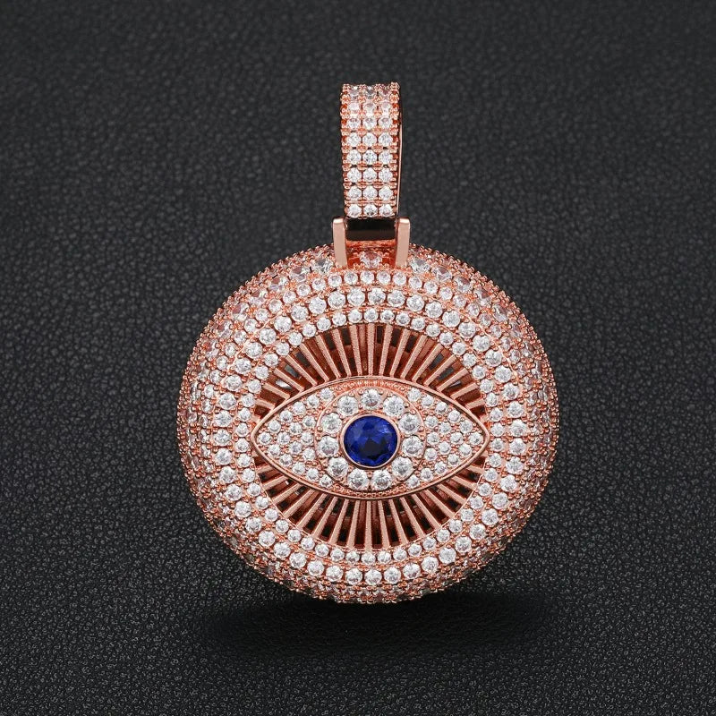 European and American cross-border hot sales ins new devil's eye pendant slightly inlaid with zircon hip hop hipster accessories