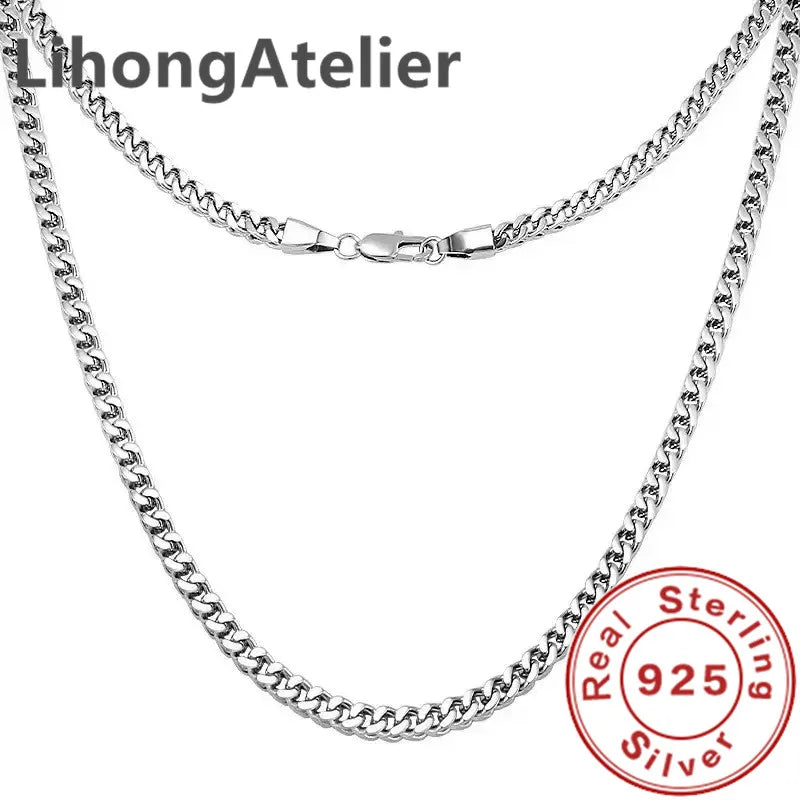 New 925 Sterling Silver Necklace 8mm Cuban NK Necklace Gold Plating Suitable for Men's Jewelry Gift