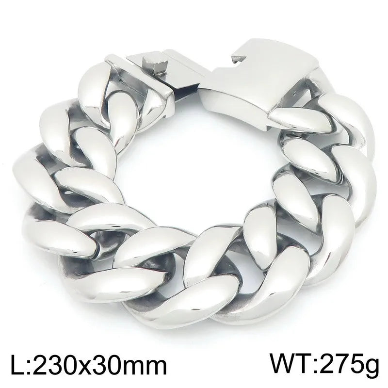 Luxury 30mm Cuban Link Chain Bracelet for Man Vacuum Plated Stainless Steel Men's Bracelets Hip Hop Heavy Duty Street