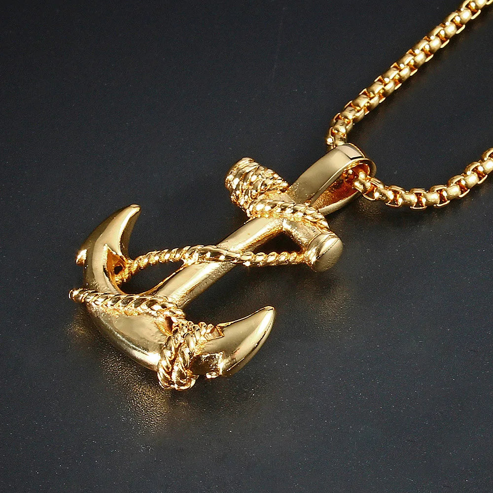 Viking Anchor Pendant Necklace — Stainless Steel