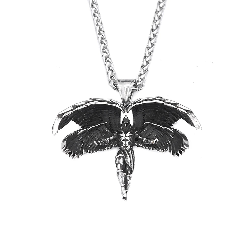 Angel Wings Steel Pendant Vintage Praying Hand