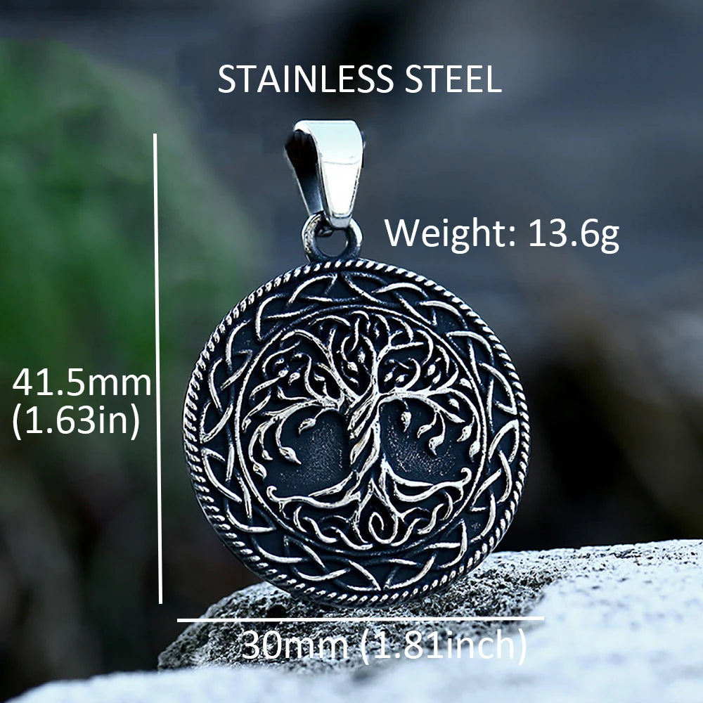 Vintage Classic Stainless Steel Viking Tree of Life Pendant Necklace For Men Fashion Nordic Vienna Yggdrasil Jewelry Wholesale
