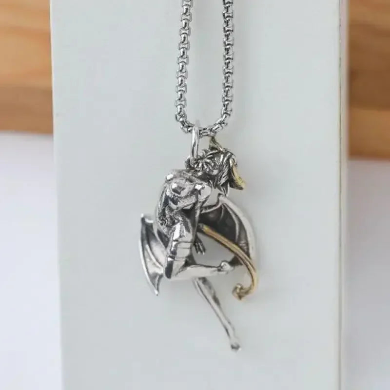 Delicate Antique Silver Color Seraph Prayer Good Luck Necklace Pendant Men Women Anniversary Amulet Jewelry Gift