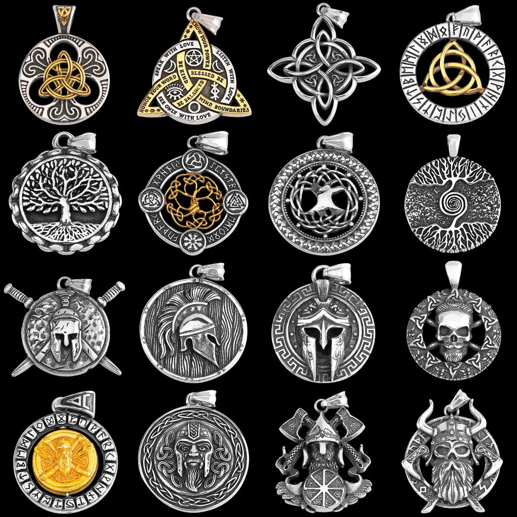 Nordic Vikings Tree of Life Odin Necklace Various Men Celtic Amulet Pendant Stainless Steel Vintage Charm Punk Jewelry