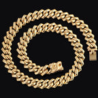 14 MM Prong Cuban Link Chain Necklace For Men Hip Hop Iced Out Bling Luxury Full Rhinestone Paved Necklace Rapper