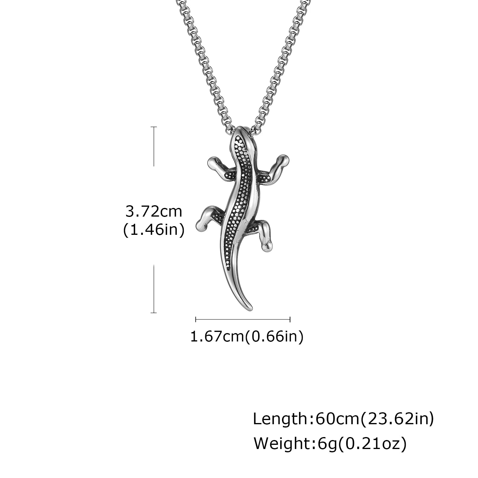 Unique Gecko Lizard Pendant Necklace for Men Male, Stainless Steel Hip Hop Animal Necklace, Fashion Jewelry Creativity Gift