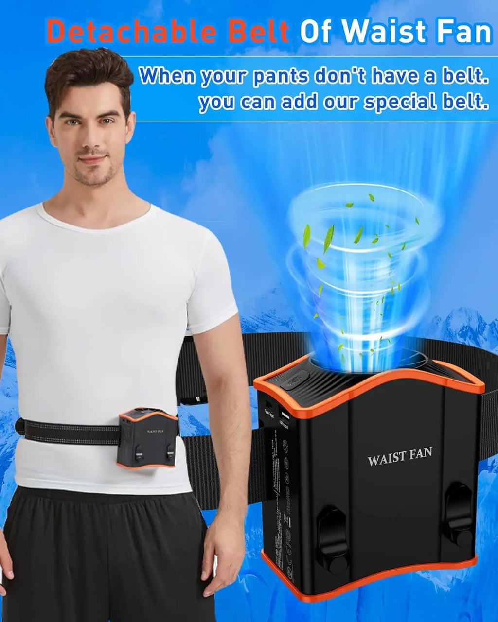2026 New Upgrade Upgraded Portable Waist Fan With Adjustable Belt,10 Times Strong Wind Waist Clip Fan With 12000mAh