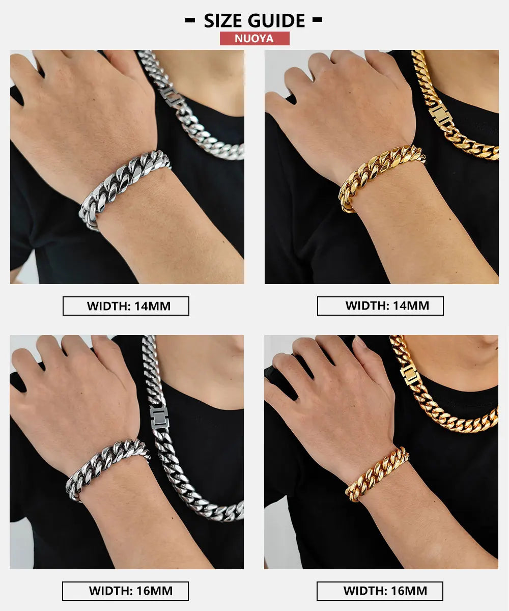 Stainless Steel Cuban Bracelet Miami Rectangle