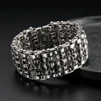 Bracelets For Men's Boy Fashion Chain Jewelry, 316L Stainless Steel Rock Punk Motorbiker Cross Flower Bracelet and
