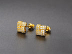 Iced Out Zircon Stud Earrings Stainless Steel CZ