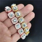 Iced Out 1 Row Square Cubic Zirconia Tennis Chain Bracelet