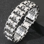 Gothic 25MM Width Skull Head Link Chain Bracelet for Men 316L Stainless Steel Men's Bracelets Punk Rock Jewelry