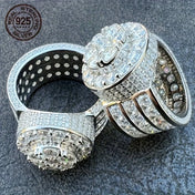 Silver-Tone Iced Out Zircon Pinky Ring