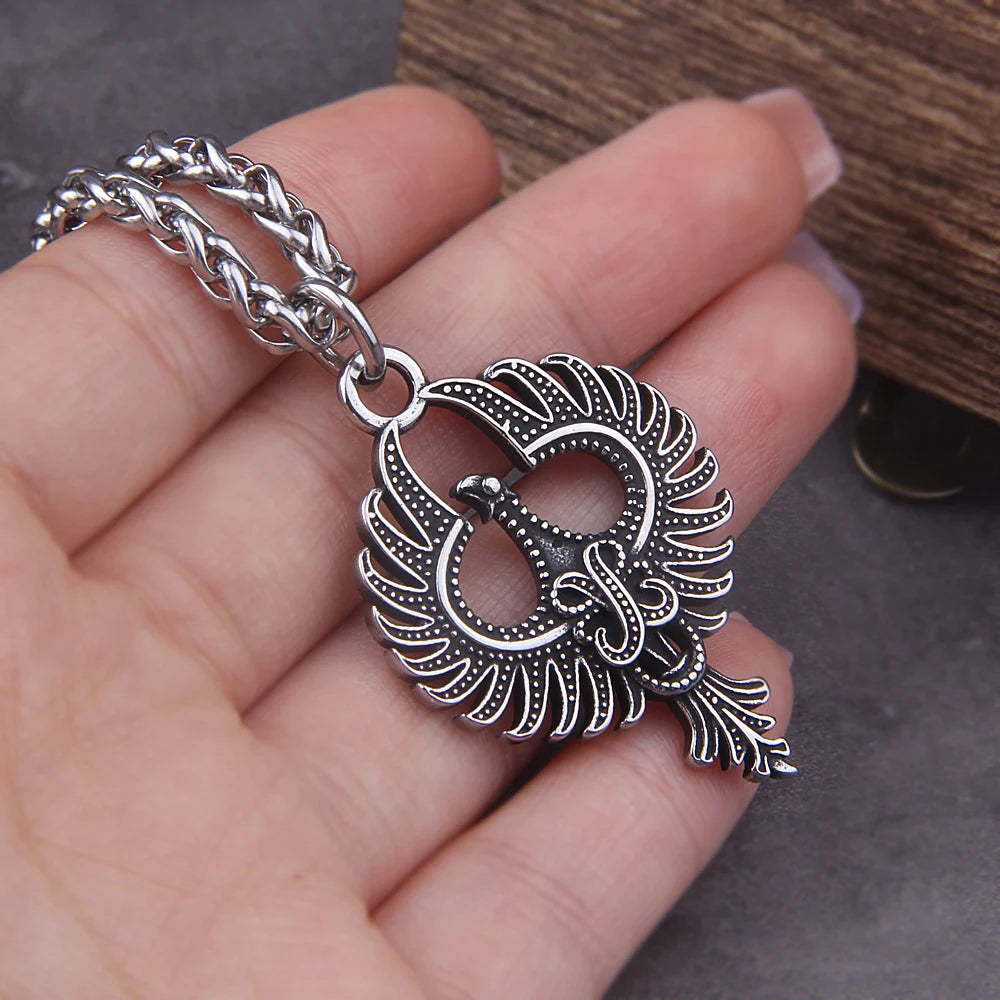 316L Stainless Steel Charm Phoenix Pendant China Mythological Bir Animal Pendant High-quality Jewelry with wooden box