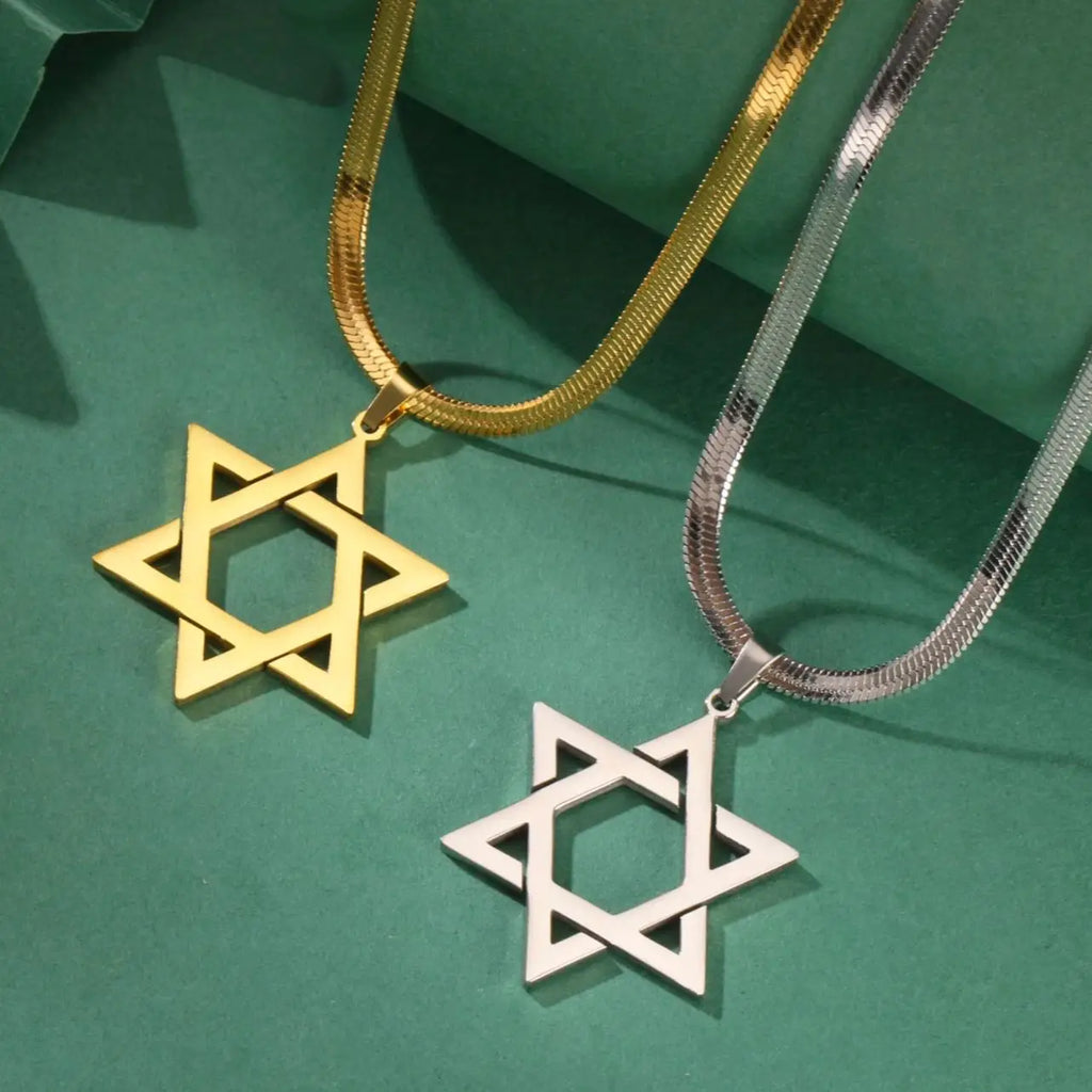 Star of David Snake Chain Necklace — Stainless Steel
