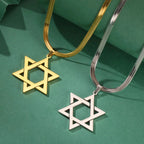 Star of David Snake Chain Necklace — Stainless Steel