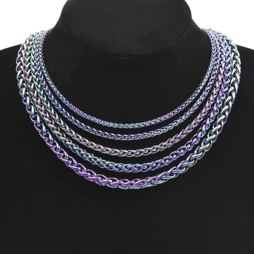 Width 3/4/5/6/7mm Stainless Steel Keel Chain Necklaces For Women Men Accessories Length 40/45/50/60/70/80/90cm Jewelry Necklace