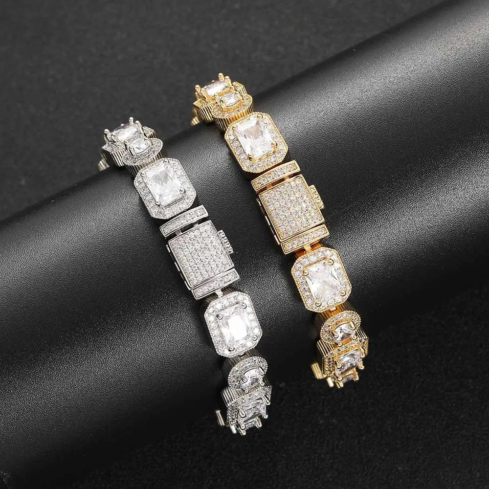 Tennis Bracelet Stainless Steel 10MM T-Square Iced