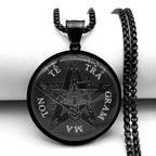Seal of Seven Archangels Medal Stainless Steel Glass Necklace Seal of Solomon Talisman Necklace Protection Jewelry