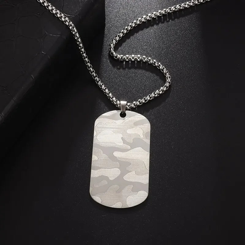 Hip Hop Military Style Stainless Steel Dog Tag Pendant Necklace for Men Women Gold Plated Personalized Id Card Name