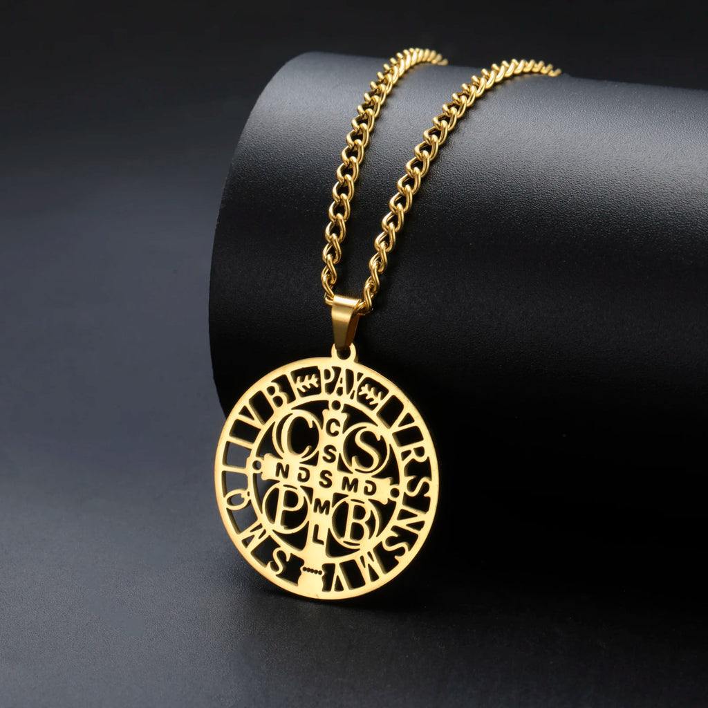 Sipuris St. Benedict's Cross Hollow Pendant Necklace For Women Men Michael Medal Charm Amulet Religious Jewelry