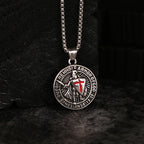 1PC INGX Stainless Steel Men's Retro Knight Cross Shield Pendant Necklace for Men Medieval Viking Necklace Man Jewelry