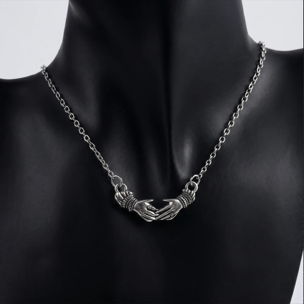 Victorian Mourning Hands Pendant Necklace, Gothic Mourning Jewelry, Y2k Women Fashion Charm Statement Women Gift