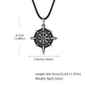 Retro Viking Rune Compass Necklace for Men Boys,Gun black Stainless Steel Talisman Collars,Stylish Punk Jewelry Gift