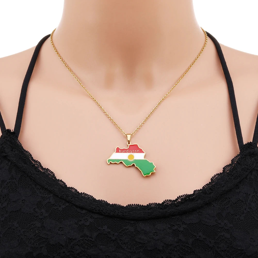 Kurdistan Map Pendant Necklace — Stainless Steel