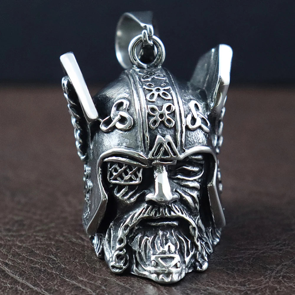 Vintage Design Viking Warrior Bell Pendant Motorcycle Wind Nordic Odin Guardian Bell Necklace Gift Jewelry Accessories