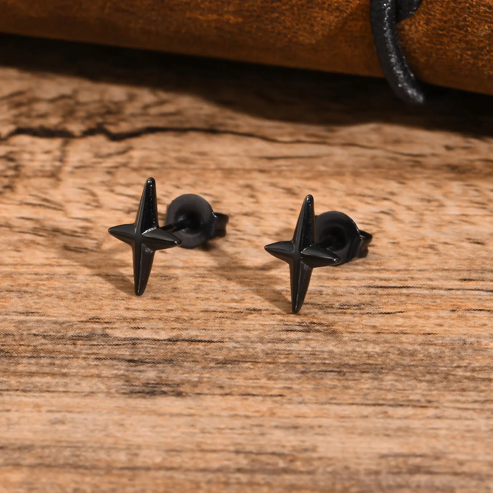 Black Star Stud Earrings — Stainless Steel