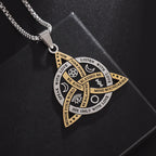 Stainless Steel Trinity Celtic Knot Nordic Rune Pendant Necklace Retro Ethnic Style Irish Knot Lucky Amulet Jewelry for