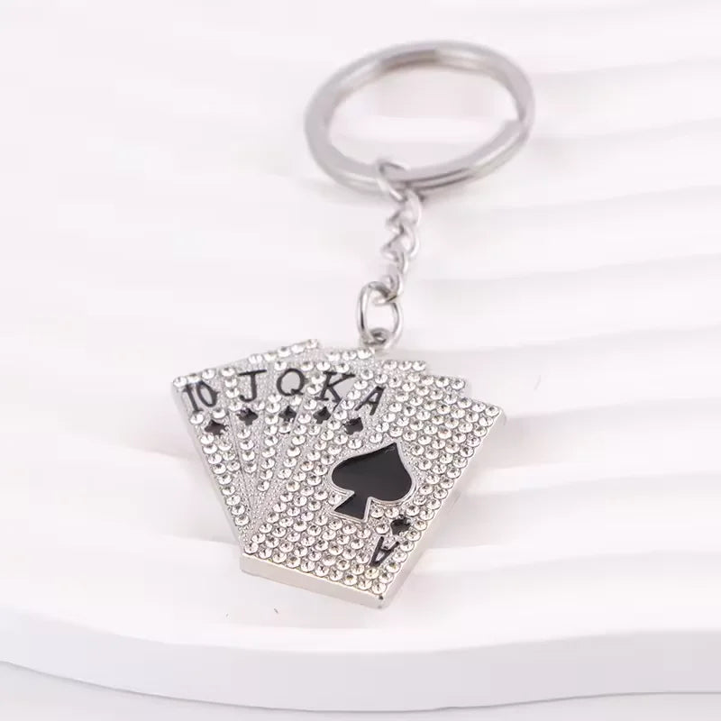 Iced Out Ace Playing Card Pendant Necklace — Stainless Steel