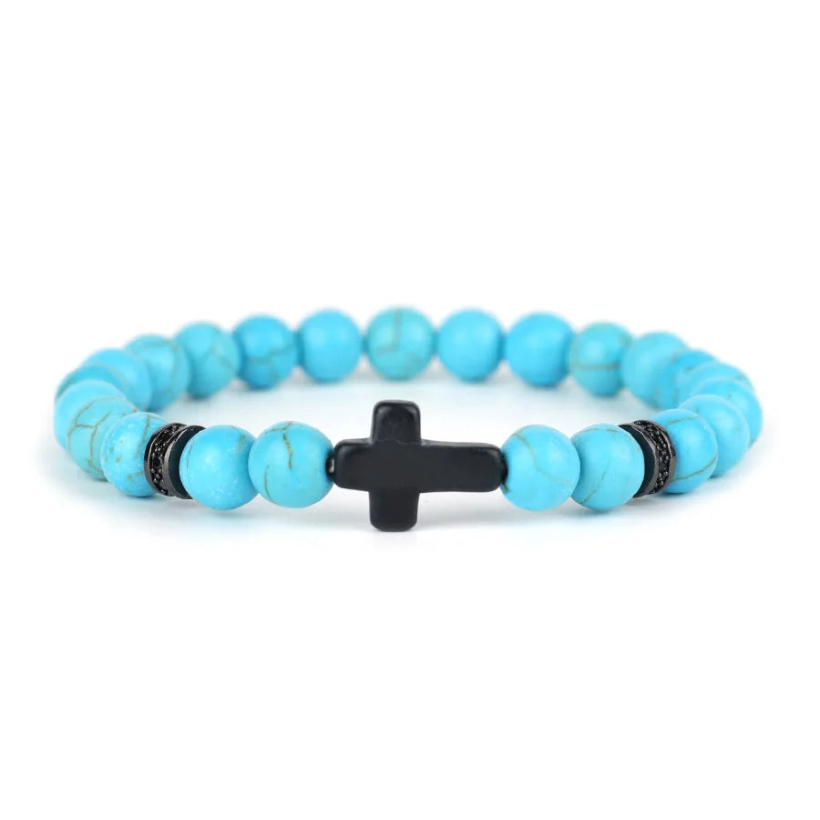 Crucifix Beaded Prayer Bracelet Stretch Religious Wristband