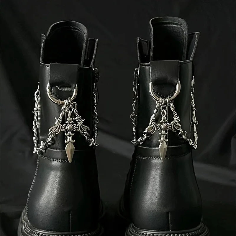 2Pcs Gothic Retro Spear Shaped Pendant Boot Chain Silver Metal Detachable Shoe Chain punk Boot Decoration Accessories