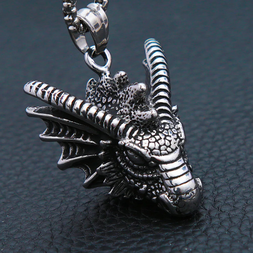 Viking Dragon Biker Pendant — Stainless