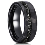 8MM Black Tungsten Men’s Wedding Bands Classic Hammered Meteorite Ring Fashion Simple Couple Promise Engagement Rings