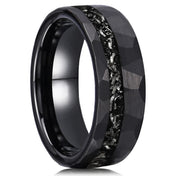 8MM Black Tungsten Men’s Wedding Bands Classic Hammered Meteorite Ring Fashion Simple Couple Promise Engagement Rings Boy's Gift