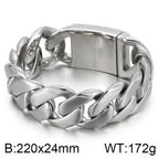 Classic 24MM Width Curb Cuban Link Chain Men Bracelet for Man Matte Brushed Stainless Steel Men's Bracelets Massive