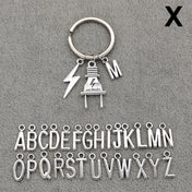 Letter Lightning Bolt Charm Keychain — Zinc Alloy