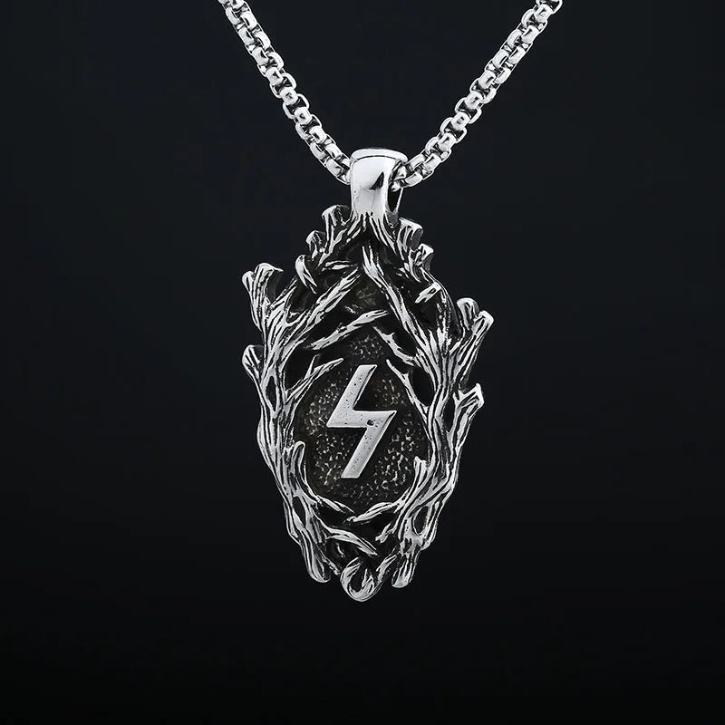 Good Polished 2024 New Vintage Stainless Steel Viking Branch Rune Pendant Necklace For Man Women Amult Jewelry Party Gift