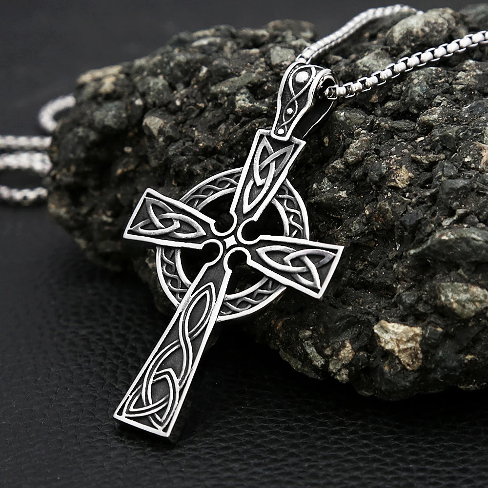 Celtic Cross Steel Pendant Retro Nordic Knot Punk