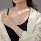 6 Prong CZ Sparkling Chain Necklace — Silver-Tone