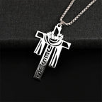 Stainless steel Thorn Jesus Cross Necklace for men's casual religious Cross pendant necklace jewelry
