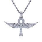 Iced Out Angel Wing Cross Pendant — 925 Silver