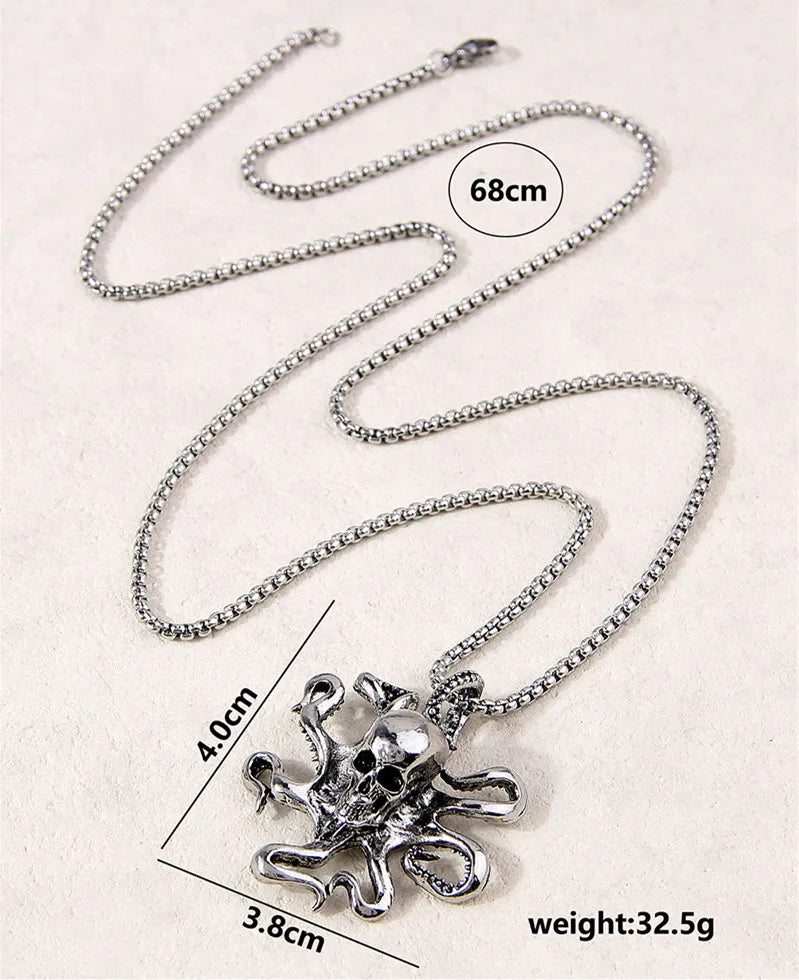 Fashion Trendy Vintage Octopus Pendant Necklaces Jewelry For Women Hip Hop Long Necklace Men Women Jewelry Accessory